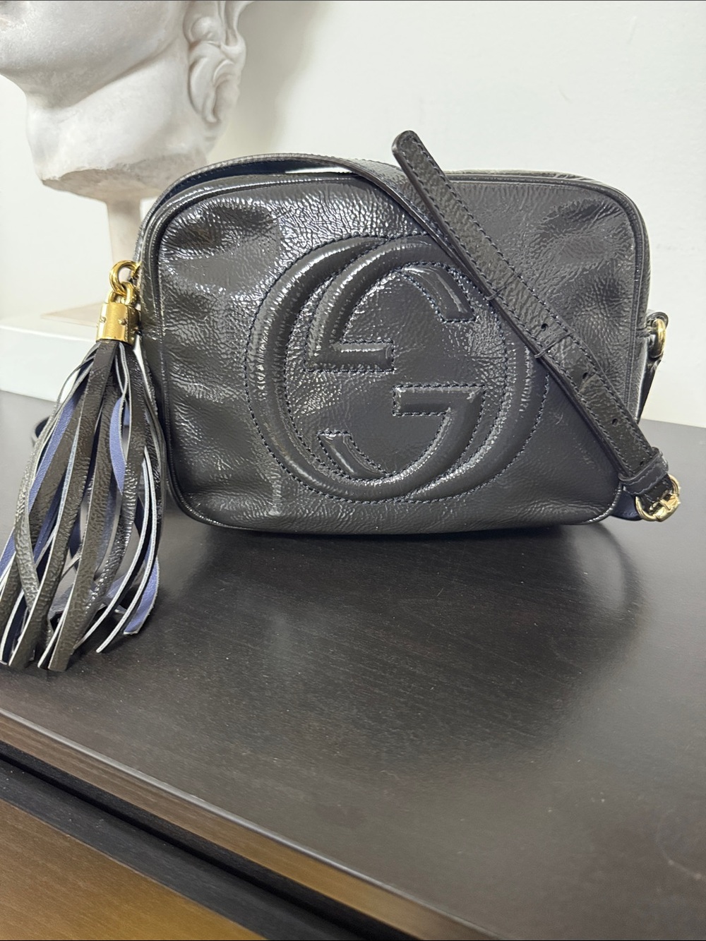 Gucci Soho Coated Canvas Leather Crossbody with Tassel